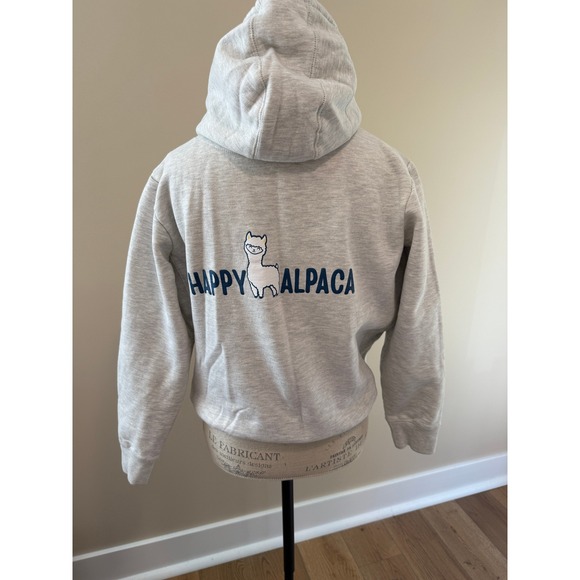 Original Favorites Women's "Happy Alpaca" Gray Hoodie Size S - Picture 2 of 3